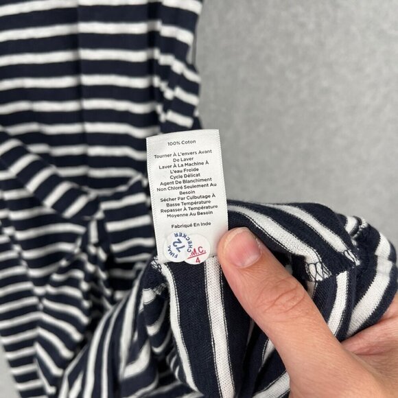 Talbots Stripe Belted Knit Shift Dress Size SP Navy Blue White Nautical Slub NEW - Picture 7 of 12